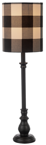 Black Buffet Lamp with Gingham Shade