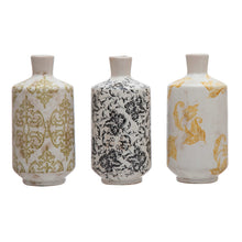 Load image into Gallery viewer, 3-1/2&quot; Round x 7-3/4&quot;H Terra-cotta Vase w/ Transferware Pattern, Multi Color, 3 Styles