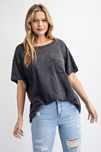 CVC SLUB MINERAL WASHED SHORT SLEEVE TOP