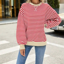 Load image into Gallery viewer, Striped Crew Neck Contrast Color Sweatshirt