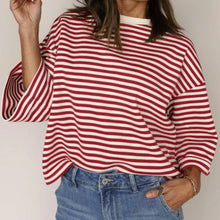 Load image into Gallery viewer, Red Stripe Bowknot Cutout Back Tee