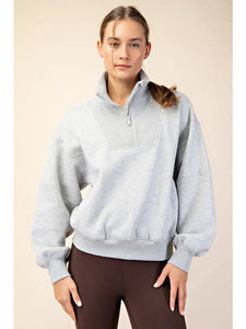 French Terry Fleece Quarter Zip Top