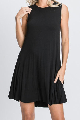Solid Dress With Button Back