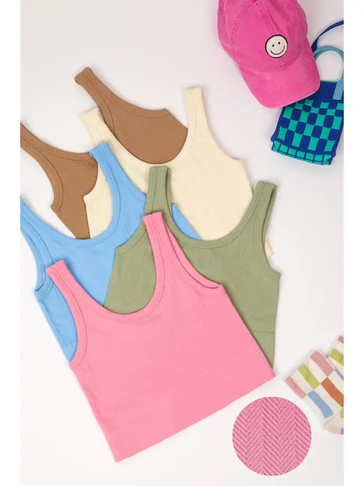 Soft Stretchy Crew Neck Sleeveless Crop Knit Top