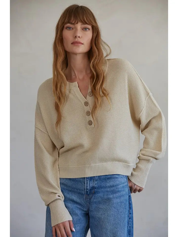 Knit Sweater Button Down Top