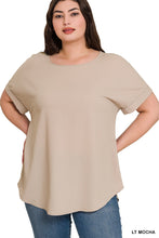 Load image into Gallery viewer, PLUS WOVEN HEAVY DOBBY ROLLED SLEEVE BOAT NECK TOP