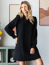 Load image into Gallery viewer, Textured Knit Puff Sleeve Dress