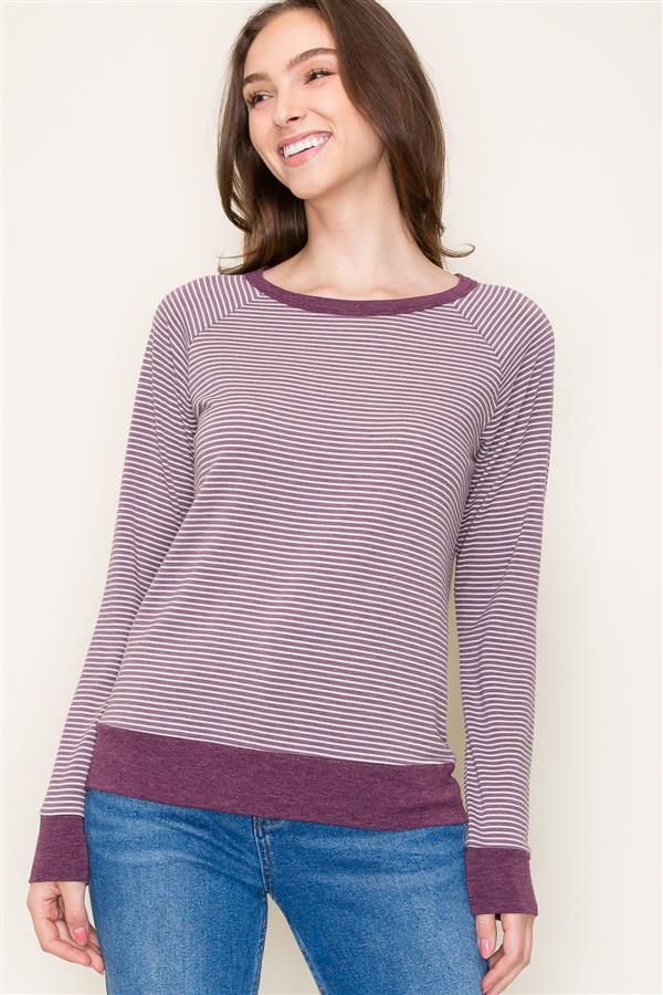 PINSTRIPE TERRY TOP