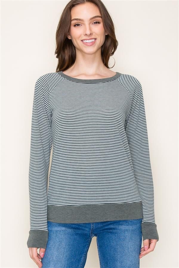 PINSTRIPE TERRY TOP