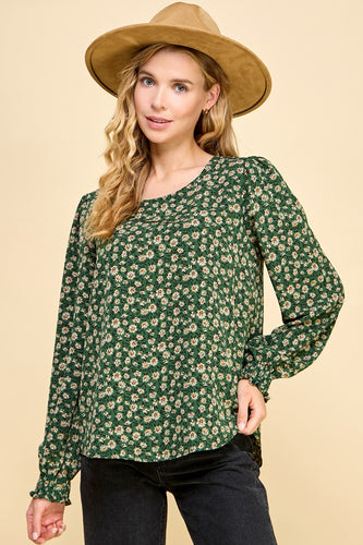 Floral Smocked Sleeve Blouse