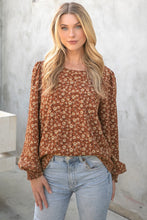 Load image into Gallery viewer, Floral Smocked Sleeve Blouse