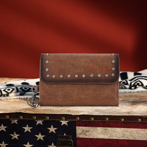 WRANGLER STUDDED ACCENTS TRI-FOLD KEY-CHAIN WALLET