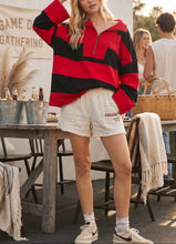 Load image into Gallery viewer, Varsity Stripe Zip Pullover