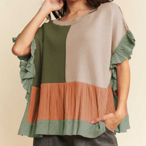 Sweater Ruffle Detail Top
