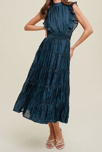 Organza Tiered Dress With Ruffle Detail