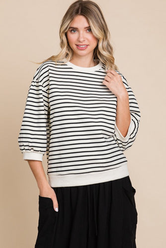 Striped 3/4 Sleeve Top