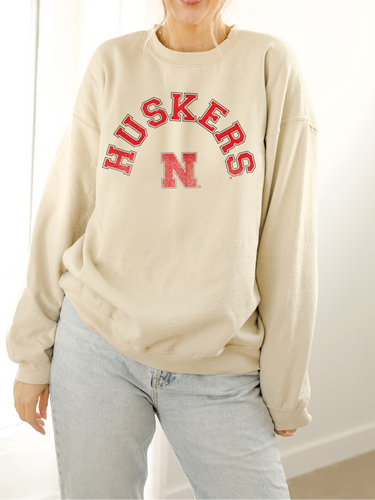 Nebraska Huskers Mega Arch Sand Sweatshirt
