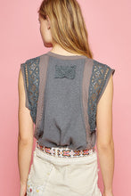 Load image into Gallery viewer, Oversize round neck sleeveless crochet detail top