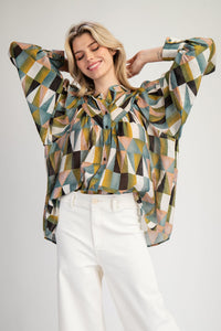 Geometric Flowy Blouse