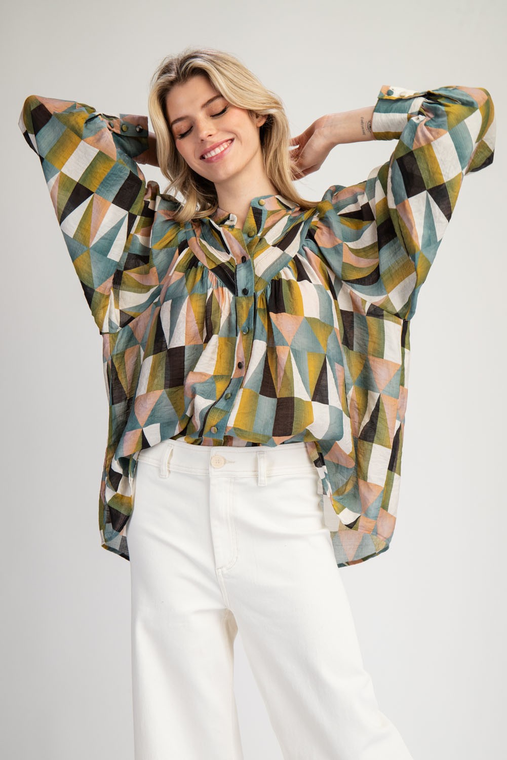 Geometric Flowy Blouse