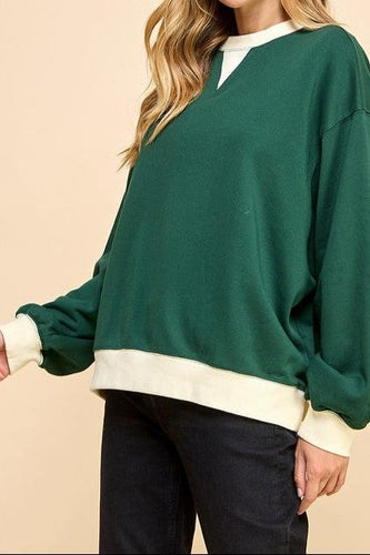 Oversized Contrast Rib Band Sweater