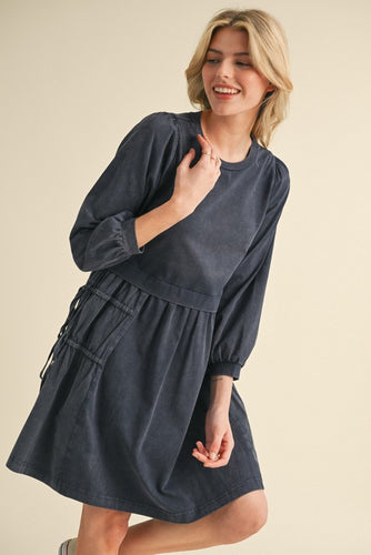 Cotton & Woven Drawstring Skirt Dress