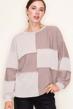 Colorblock Knit Crewneck Sweater