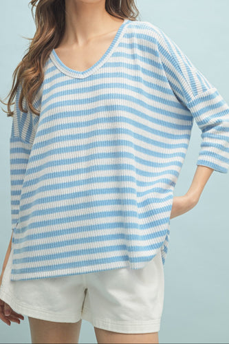 STRIPED 3/4 SLEEVE TOP