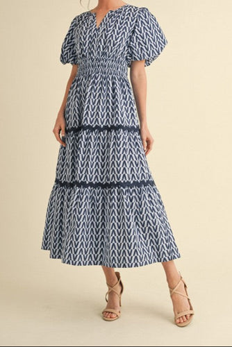 Geometric Print Tiered Dress