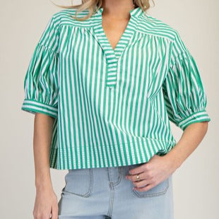Green Striped Bubble Sleeve