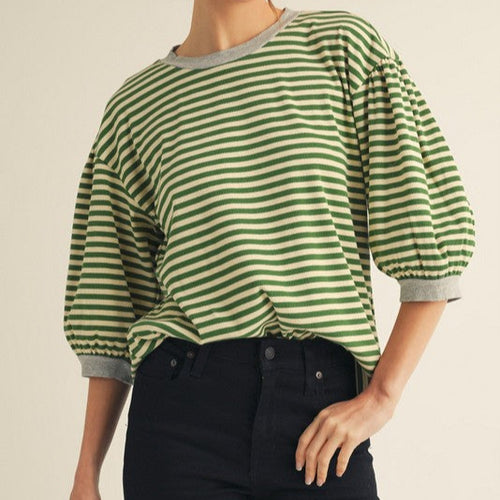 Solid Contrast Detail Stripe Top