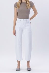 High Rise Raw Hem Barrel Jeans