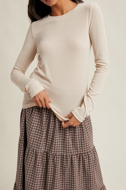 Round Neck Fitted Ribbed Knit Top