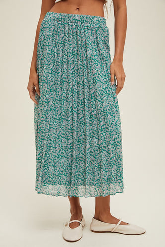 Pleated  Floral Skirt