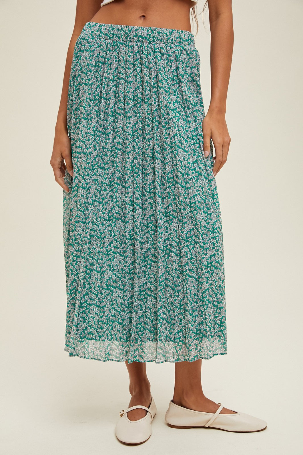 Pleated  Floral Skirt
