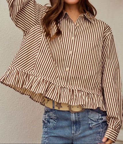 Striped Puff Sleeve Shirt