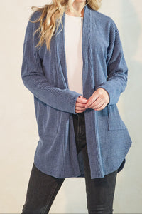 Long Sleeve Ribbed Open Cardigan