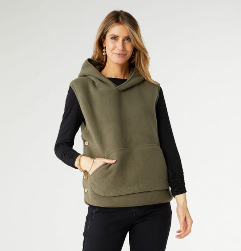 Fern Sherpa Lined Fleece Vest - Olive