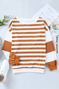 Stripe Drop Shoulder Striped Pullover Sweatshirt