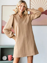 Load image into Gallery viewer, Textured Knit Puff Sleeve Dress