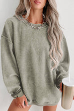 Load image into Gallery viewer, Solid Ribbed Knit Round Neck Pullover Sweatshirt