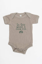 Load image into Gallery viewer, 'So God Made a Farm Kid' Tractor Graphic Baby Onesie