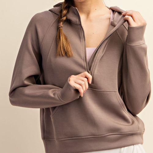 MODAL POLY SPAN QUARTER ZIP HODDIE JACKE