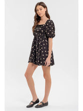 Load image into Gallery viewer, Polka Dot Balloon Sleeve Pleated Mini Dress