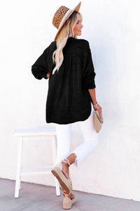 Crinkle Textured Loose Henley Top