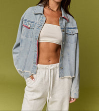 Load image into Gallery viewer, American Flag Denim Jacket