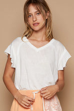 Load image into Gallery viewer, V-Neck Ruffle Short Sleeve Solid Basic Cotton Top