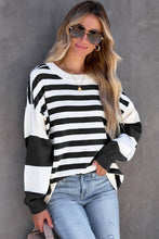 Load image into Gallery viewer, Stripe Drop Shoulder Striped Pullover Sweatshirt