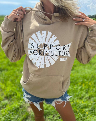 'Support Agriculture' Tan Hoodie