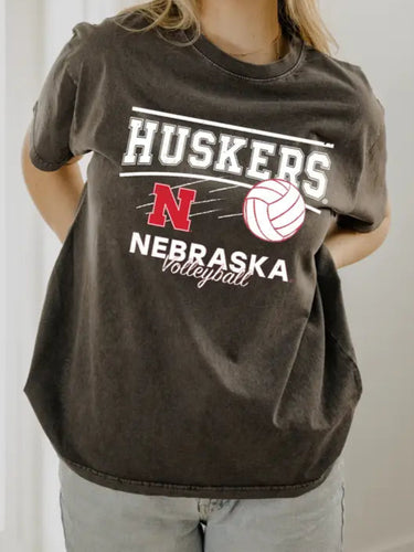 Nebraska Huskers Gray Volleyball Tee